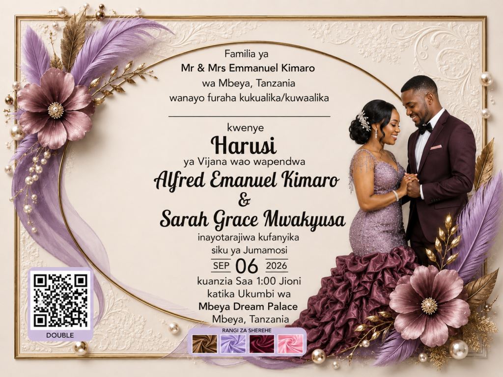 Harusi Pupple invitation style